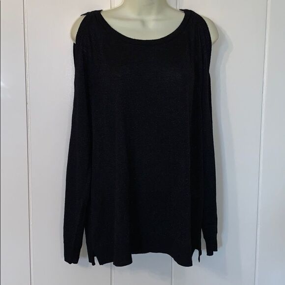 Vince Camuto sparkly black cold shoulder sweater - Picture 1 of 8